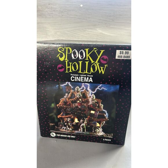 Vintage 2000 Spooky Hollow Halloween Porcelain House Cinema No Cord - Picture 7 of 9